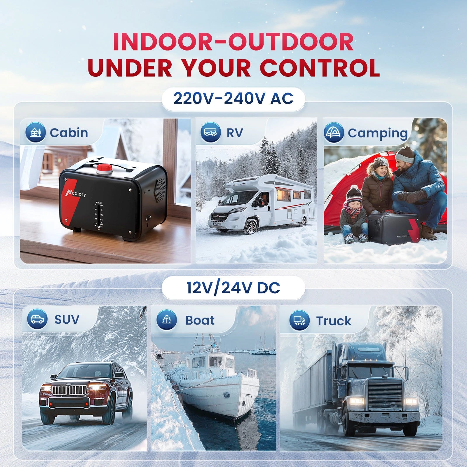 HCALORY HBH1S Diesel Heater 12V 8KW Portable Diesel Air Heater with App Control 10-Temperature Settings 28% Boost in Burning Efficiency Auto Start-Stop for Car RV Campers