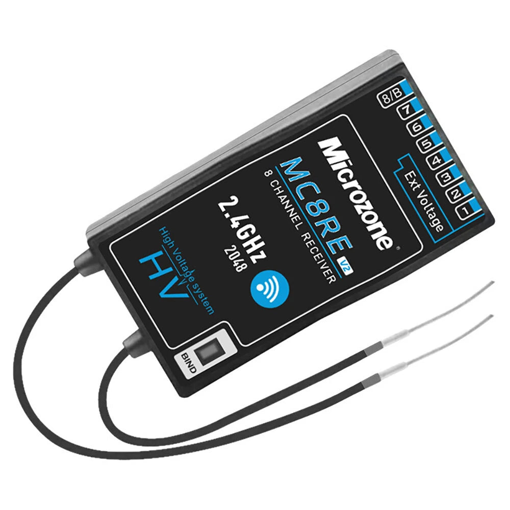 MicroZone MC7 C7 MINI 2.4GHz 8CH Radio Transmitter with MC8RE-V2 Receiver for RC Aircraft FPV Racer Drone Multirotor Helicopters