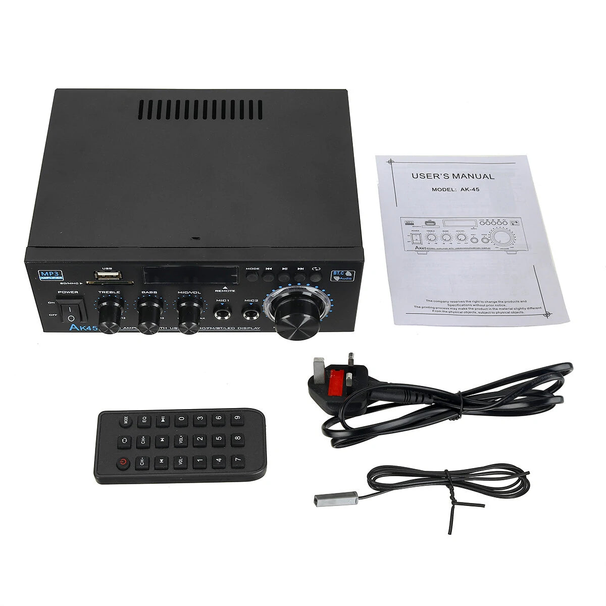 AK45 Power Amplifier bluetooth HiFi Digital Amplifier Max Power 90Wx2 Channel 2.0 Surround Sound AMP Speaker for Home Car