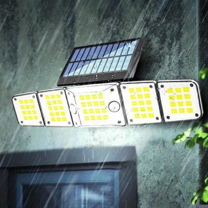 Solar Outdoor Lights Motion Sensor LED Flood Light 280LED 3500 Lumen 3 Modes Waterproof Solar Security Lights With Remote Control Exterior 5  Heads Wall Light
