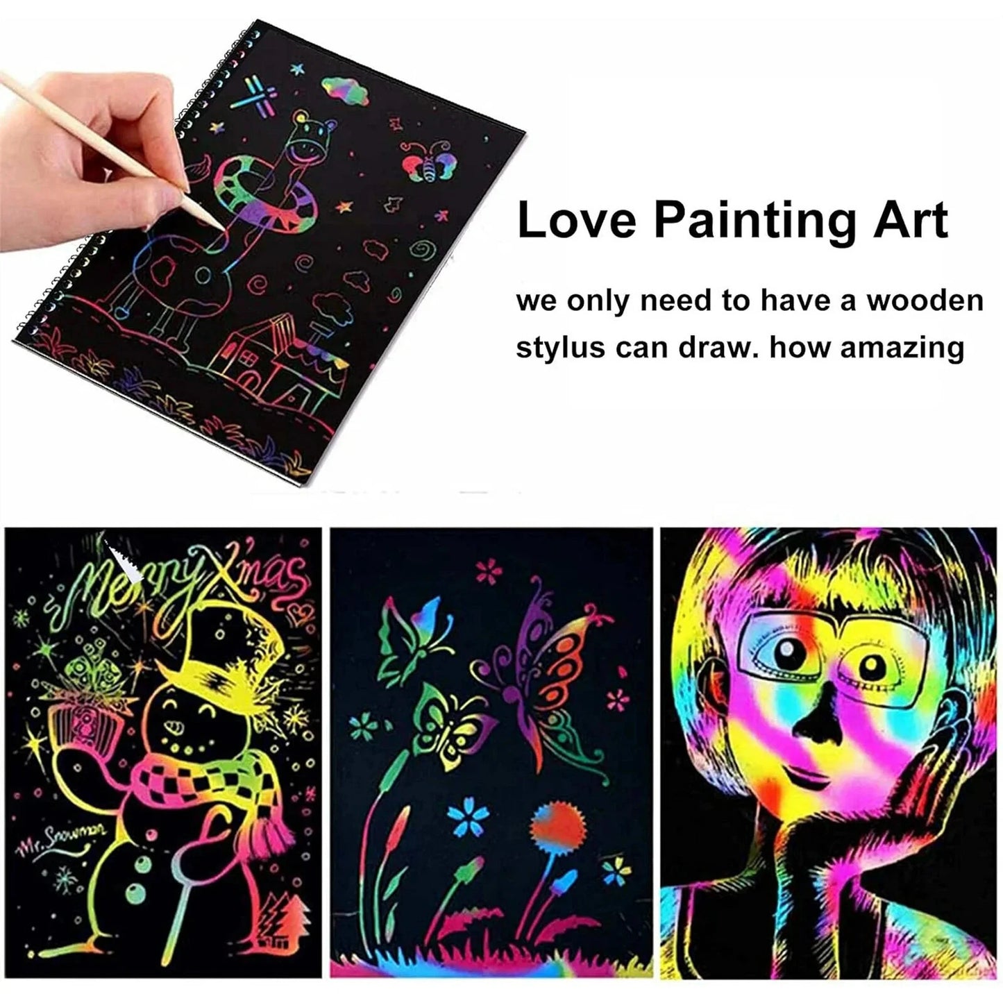 Funny Scratch Children Painting Notebook DIY Drawing Toy Big Blow Painting Children Educational Toys