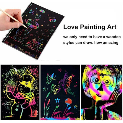 Funny Scratch Children Painting Notebook DIY Drawing Toy Big Blow Painting Children Educational Toys