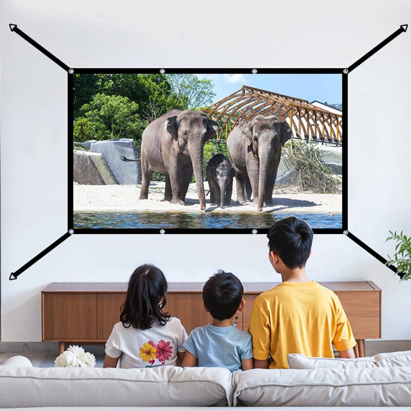 100/120 Inch V Buckle Extension Portable Projector Screen 16:9 4K Compatible 160 Wide Viewing Angle HD Outdoor Indoor Easy Setup Washable Projection Screen for Home Theater Backyard