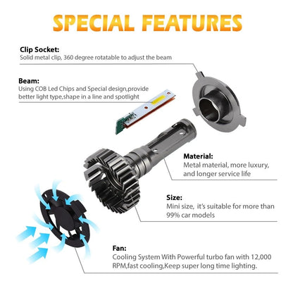 INFITARY 12V H4 H7 H11 COB LED Car Headlight Bulbs Super Bright Modified Auto Light F2