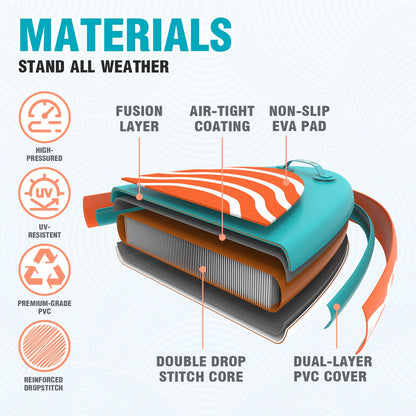 [EU Direct] FunWater 320cm Inflatable Stand Up Paddle Board Surfboard Complete Accessories With Chair Air Pump Adjustable Paddle ISUP Travel Backpack Leash Waterproof Bag Adult Paddle Board, SUPFW08C