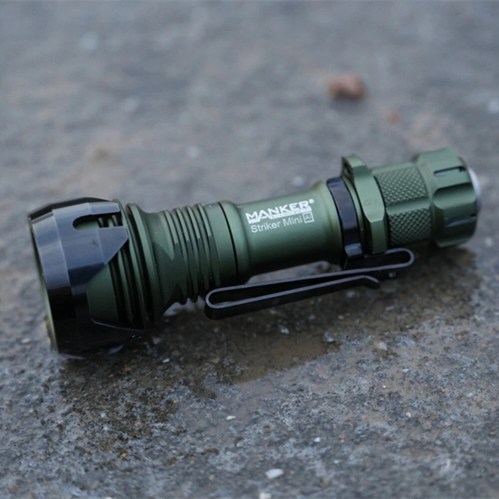 Manker 430 Meters EDC Pocket Tactical Flashlight 14500 Battery Long Range 635 Lumens Rechargeable Mini LED Torch for Camping Lantern Fishing Outdoor