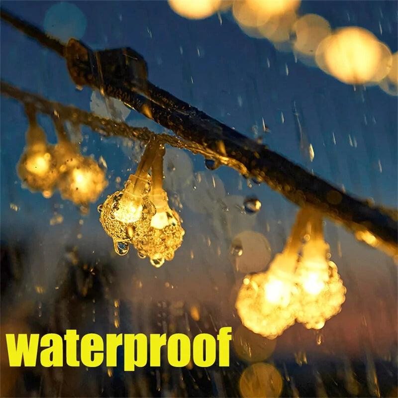6m/10m Long String Lights Camping Lamp Outdoor Crystal Globe Lights Waterproof USB Powered Patio Light for Camping Tent