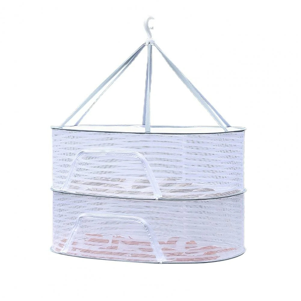 Folding Hanging Drying Rack Mesh Dryer with Zippers For Shrimp Fish Fruit Vegetables Herb