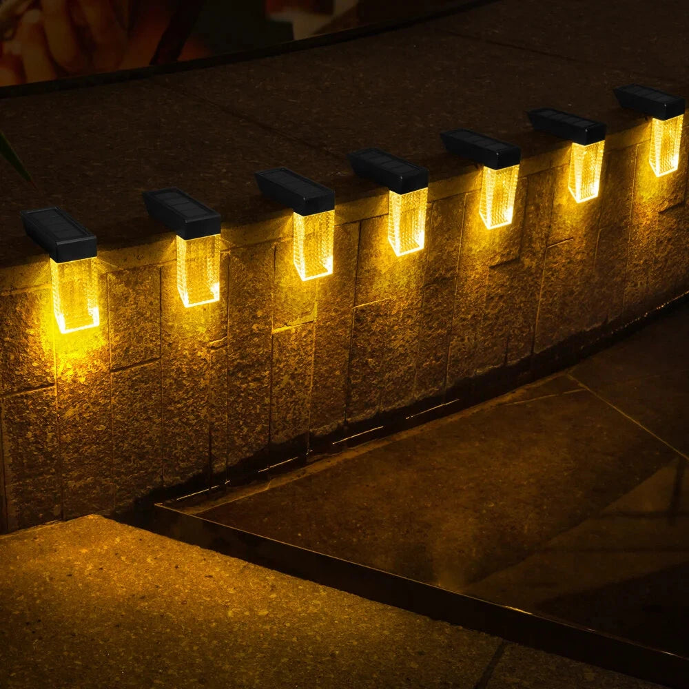 Elfeland 2PCS Solar Lights Outdoor IP65 Waterproof Wall Lights with RGB Color for Courtyard Garden Fence Staircase Step Decoration