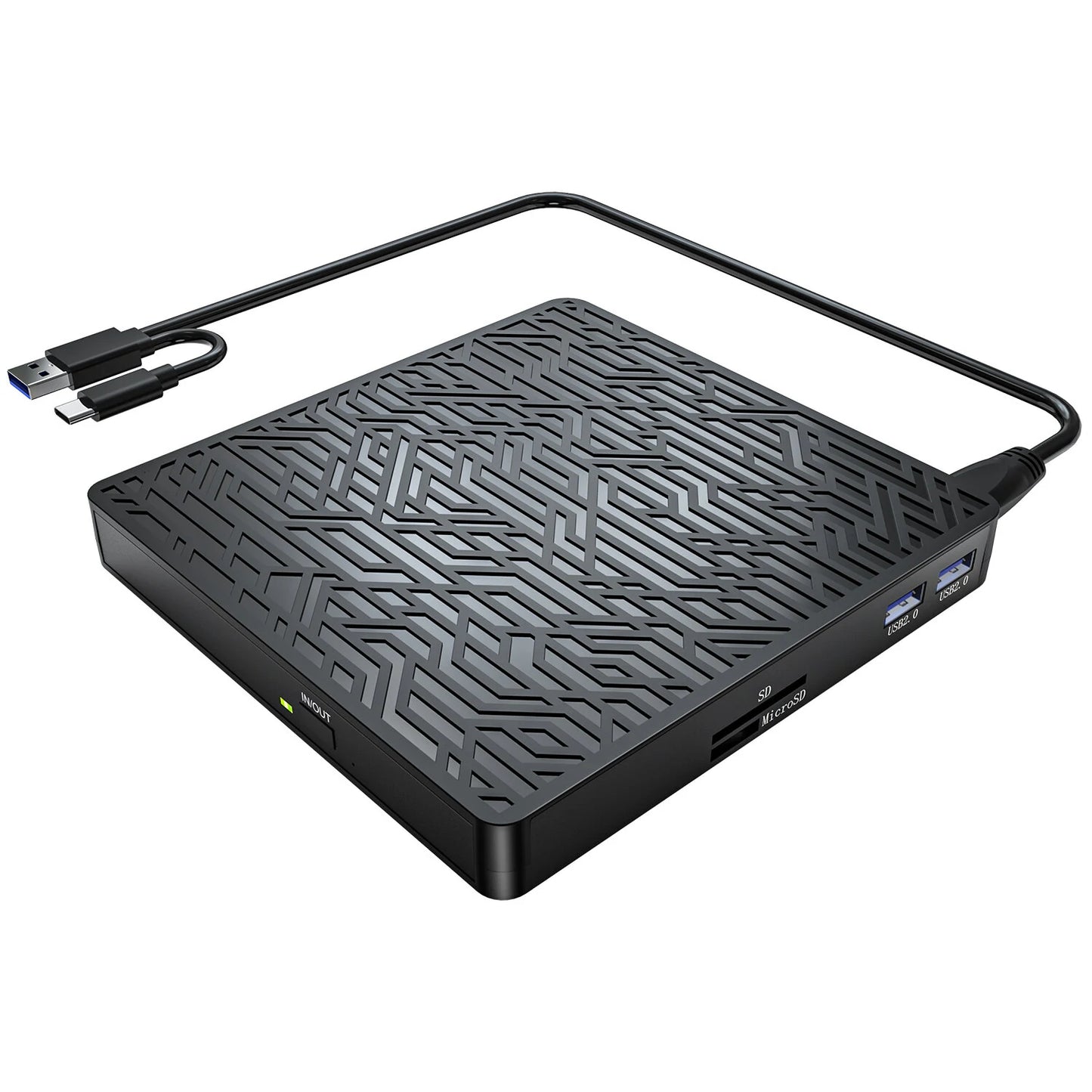 External CD DVD Drive USB 3.0 Type-C CD DVD Writer With SD/TF USB Slots Optical Drive CD DVD Drives For Mac Laptop