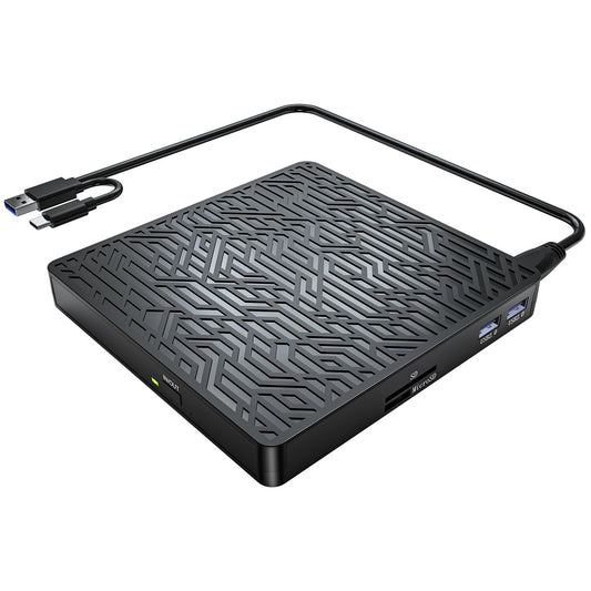External CD DVD Drive USB 3.0 Type-C CD DVD Writer With SD/TF USB Slots Optical Drive CD DVD Drives For Mac Laptop