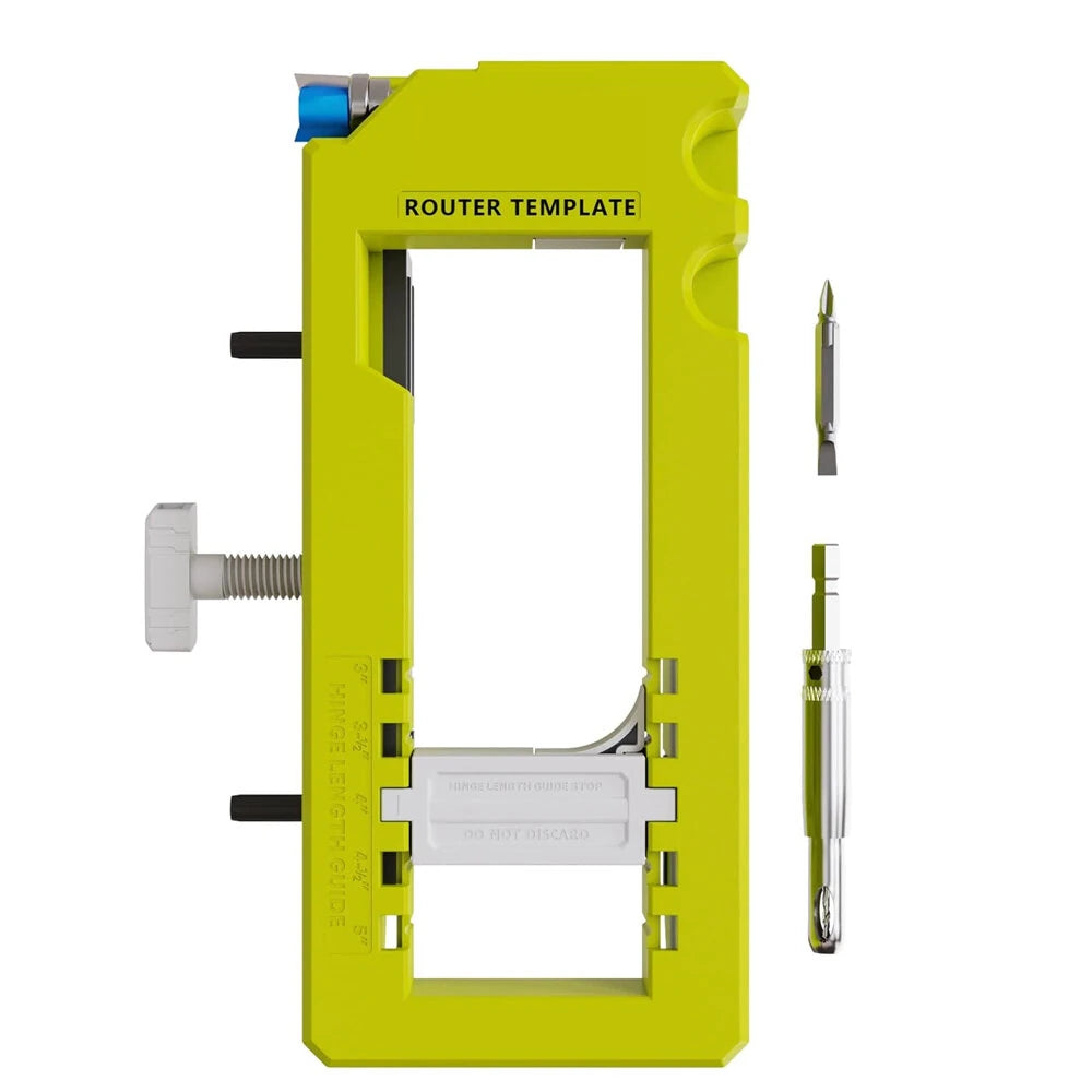 Door Hinge Mortiser Hinge Installation Kit Router Template fits 3in to 5in Hinges Square Semidiameter Corners Adjustable Depth Easy to Use Plastic Construction
