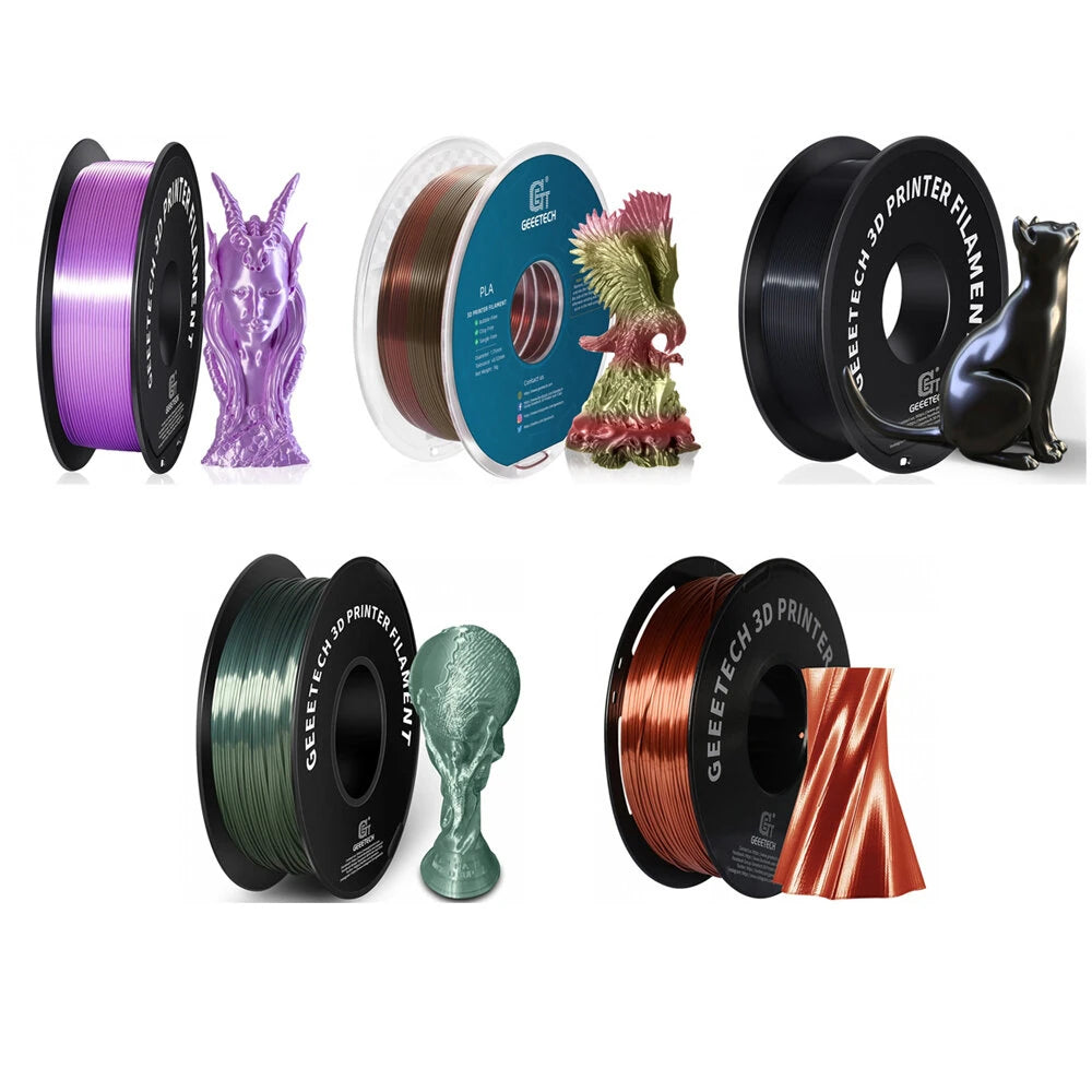 [EU Direct]Geeetech PLA Silk Multi Colors 3D Printer Filament 1.75mm 5kg Shiny Finish High Compatibility Anti-Warping Vacuum Sealed