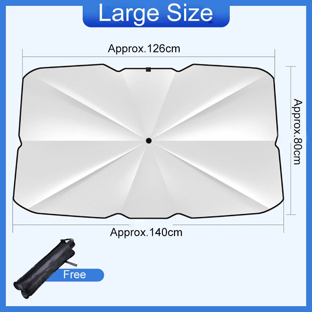 Car Windshield Shade Umbrella - Foldable Car Umbrella Sunshade Cover UV Block Car Front Window Heat Insulation