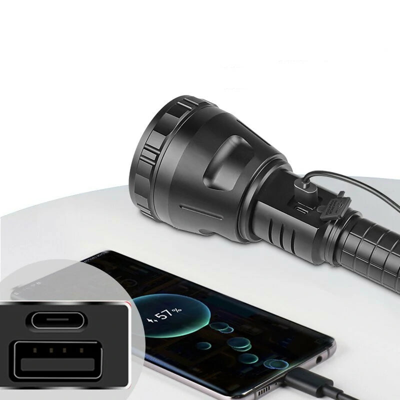 3000LM Strong Light Flashlight Large Light Cup Fixed Focus Outdoor Flashlight With Electronic Display