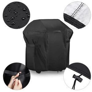 KING DO WAY BBQ Grill Cover 30x25x47'' Heavy Duty Waterproof Windproof Dust UV Resistant with Handle Straps Storage Bag Windproof Buckle and Shrink Rope for Weber Brinkmann Char-Broil Holland