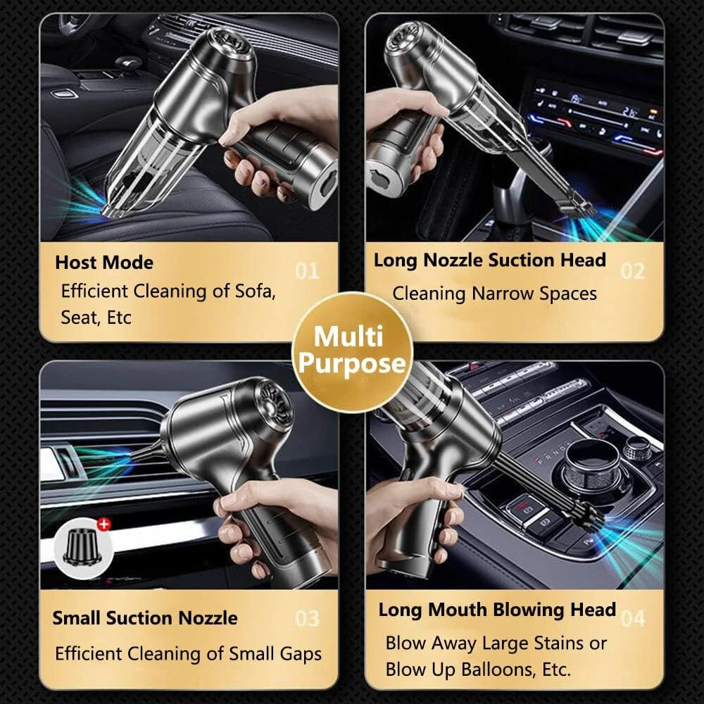Handheld Vacuum Cleaner 120W 9000Pa Suction 40mins Working Time Portable Car Vacuum Cleaner with Multiple Nozzles for Car Home Office Cleaning