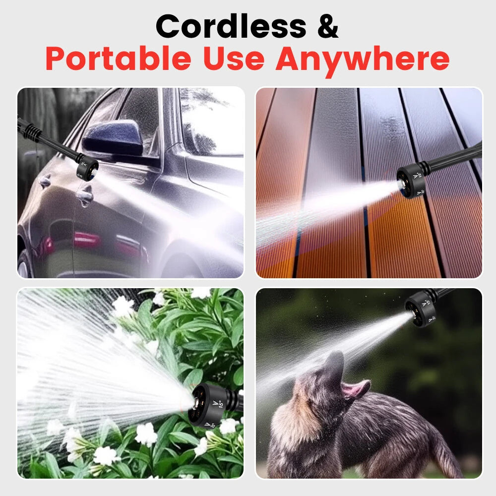 POPDEER PD-W01 4.0Ah 200Bar 3500W High Pressure Cordless Car Washer 6-in-1 Multi-Function Nozzle Car Cleaning Water Gun