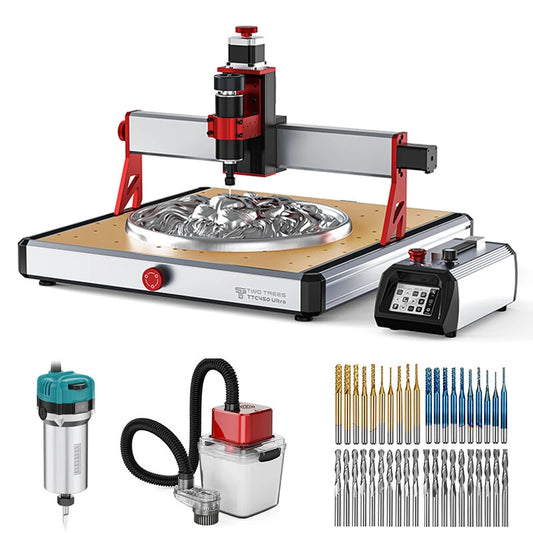 [EU Direct]TWO TREES TTC450 Ultra CNC Router Engraving Machine+30000RPM 800W High Power Motor Woodworking Router Trimmer+CNC Vacuum Monster M1 Kit+40PCS End Mill Set