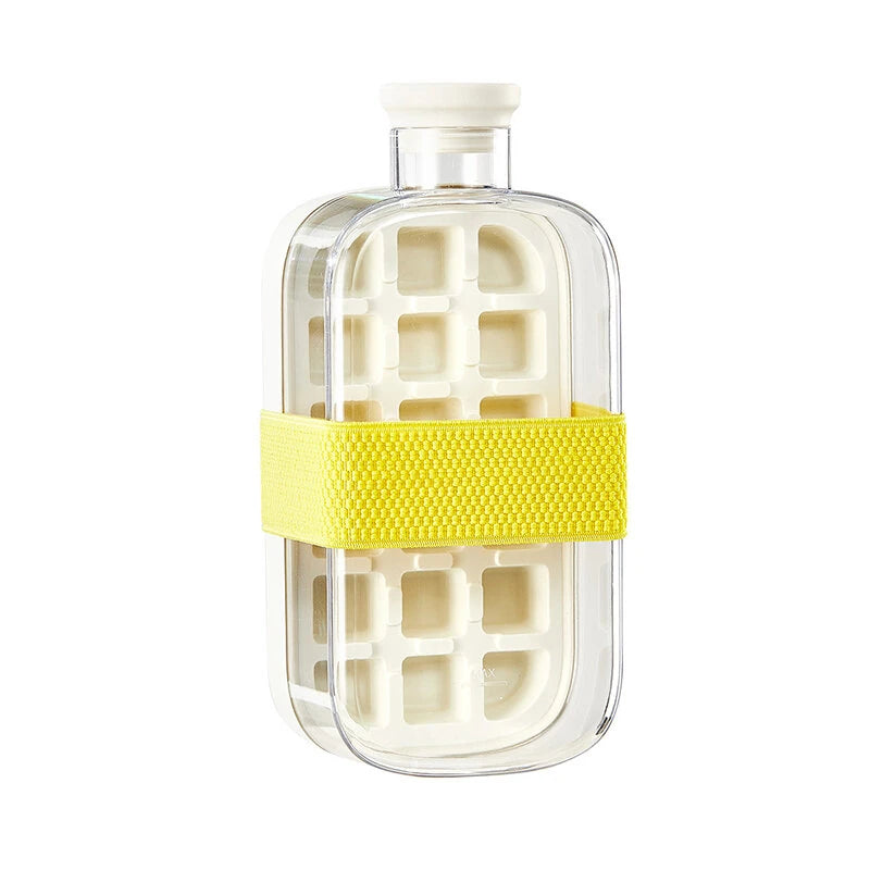 Silicone One-click Ice Mold Bottle Cooler Cup with Straw Ice Cube Tray with Lid for Freezer Creative No Touch Mould for Summer