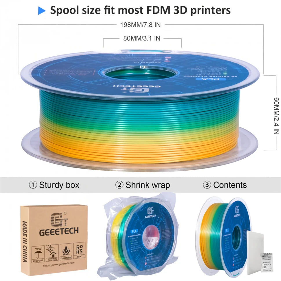 Geeetech 5kg/10kg 1kg/roll PLA Gradient Colour 3D Printer Filament for 1.75mm Diameter Filament 3D Printers