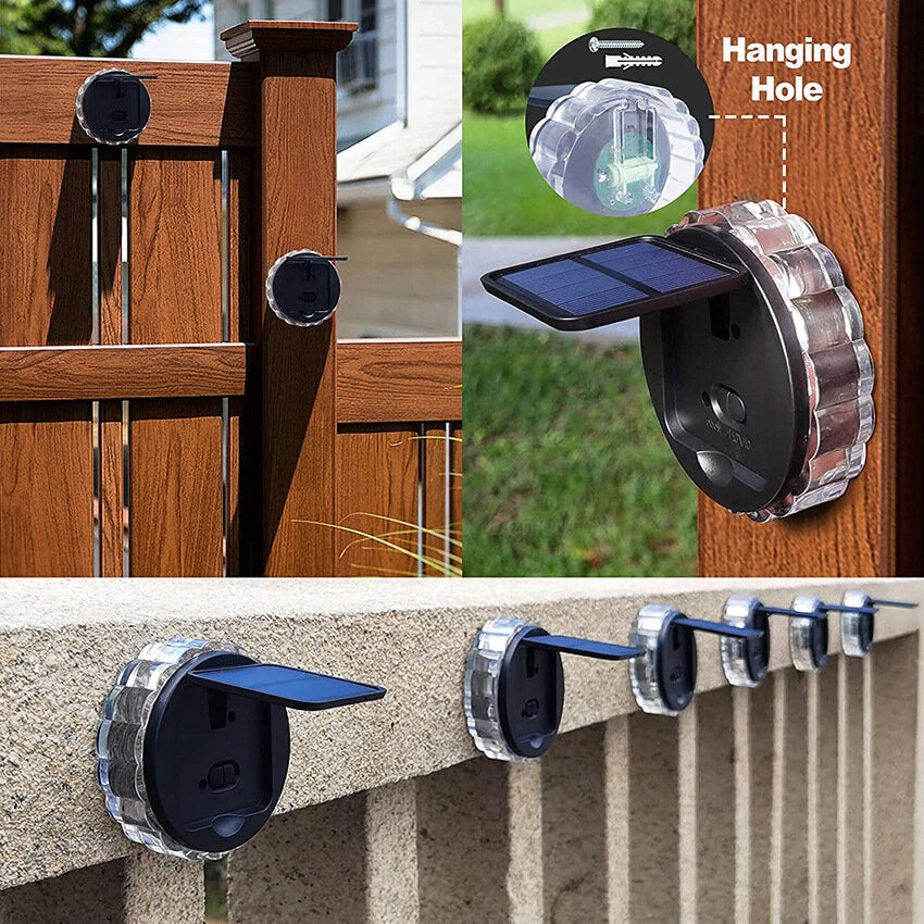 Solar Wall Light Outdoor Garden Deck Round Petal Fence Light 8 Modes Glowing Garden Light Remote Control