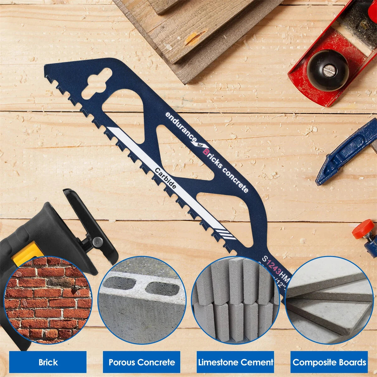 12 Inch 18 Inch Tungsten Carbide Alloy Reciprocating Saw Blade for for Hollow Cement Brick / Porous Concrete / Fiber Cement / Cutting Wood / PVC Tube