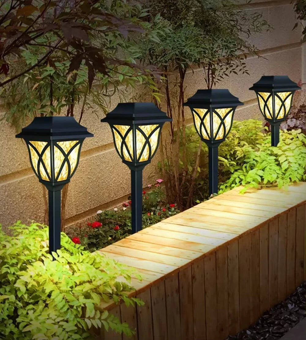 2pcs LED Solar Lawn Lights Outdoor Waterproof Garden Decoration Lamp For Walkway Path Villa Yard Driveway