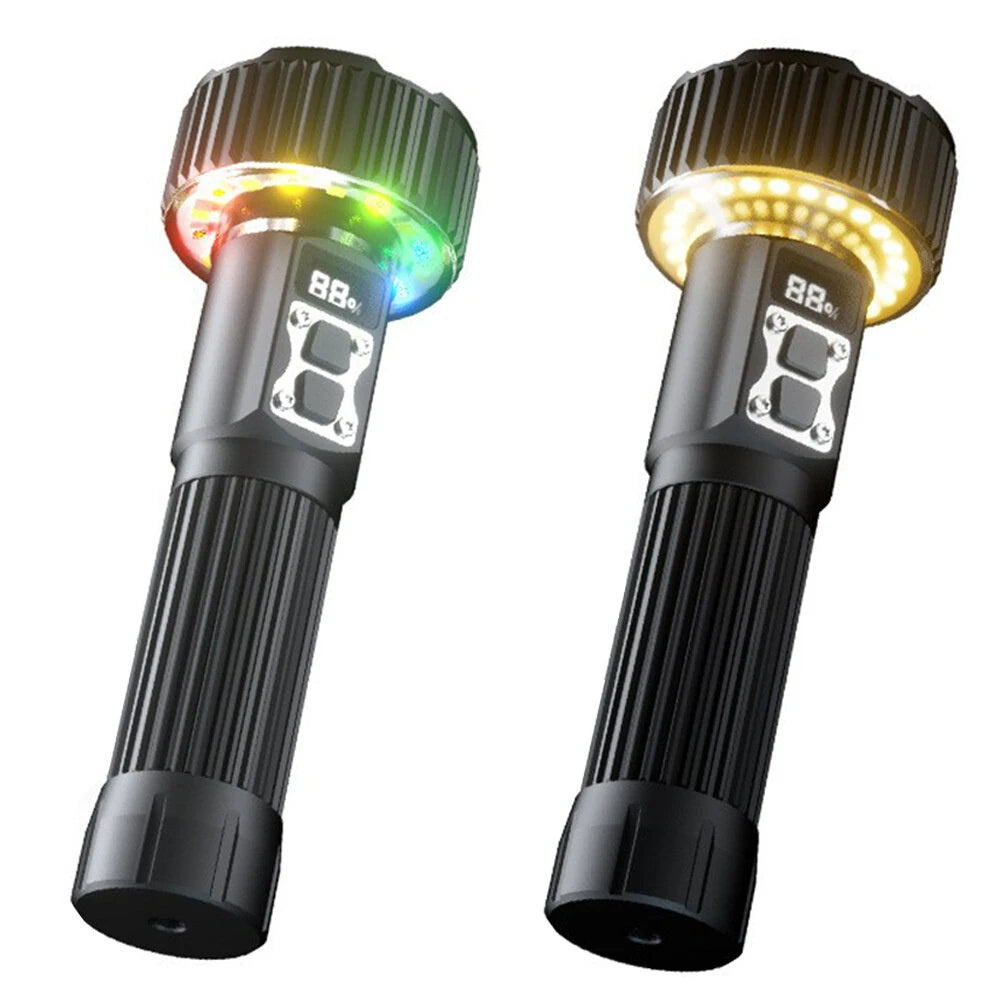 Ultra Bright Aluminum Alloy Flashlight With COB Atmosphere Light Long Endurance Fast USB Rechargeable Portable Light for Outdoor Camping