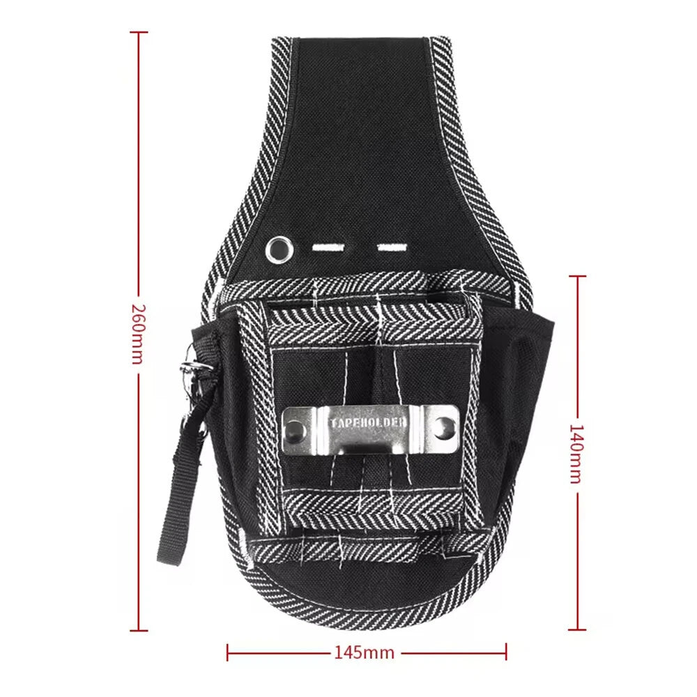 9 Pocket Electrician Tool Bag 600D Nylon Fabric Waist-Hanging Reinforced Edges Versatile Utility Pouch for Professionals
