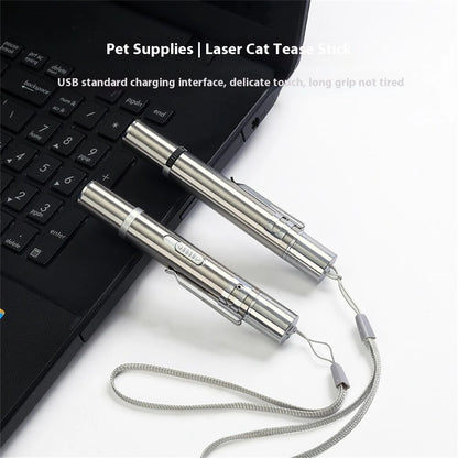 3-in-1 Red Light Cat Teaser Stick + White Light Mini Torch + UV Flashlight, USB Rechargeable Detecting Mini Pointer Pen Light