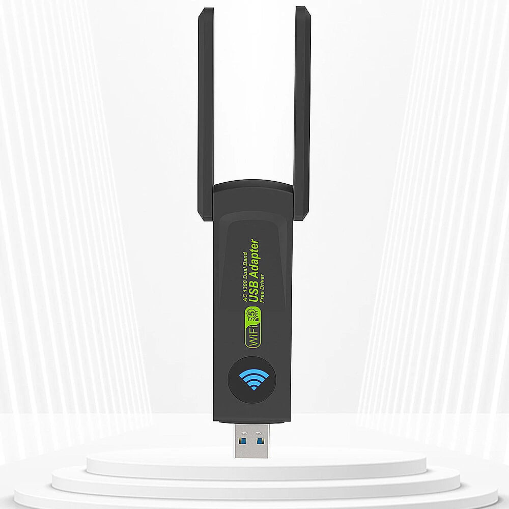 1300Mbps 2.4G/5G Dual Band USB3.0 WiFi Adapter Wifi Dongle USB Network Card Free Driver with External High Gain Dual Antenna for PC Laptop Computer