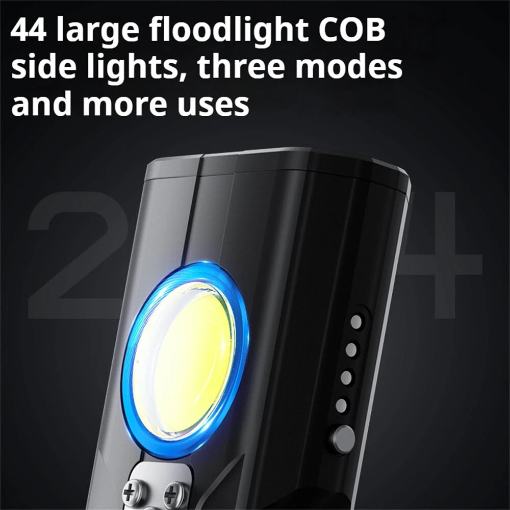 Warsun X608S 4180LM Ultra Bright LED+COB Flashlight Built-in 6000mAh Battery Type-C Rechargeable Torch Multi-functional Outdoor Emergency Portable LED Light