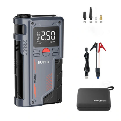 SUITU Jump Starter with Air Compressor Car Emergency Starting Power Supply 150PSI Car Air Pump All-In-One Machine Fast Inflation with LED Lighting