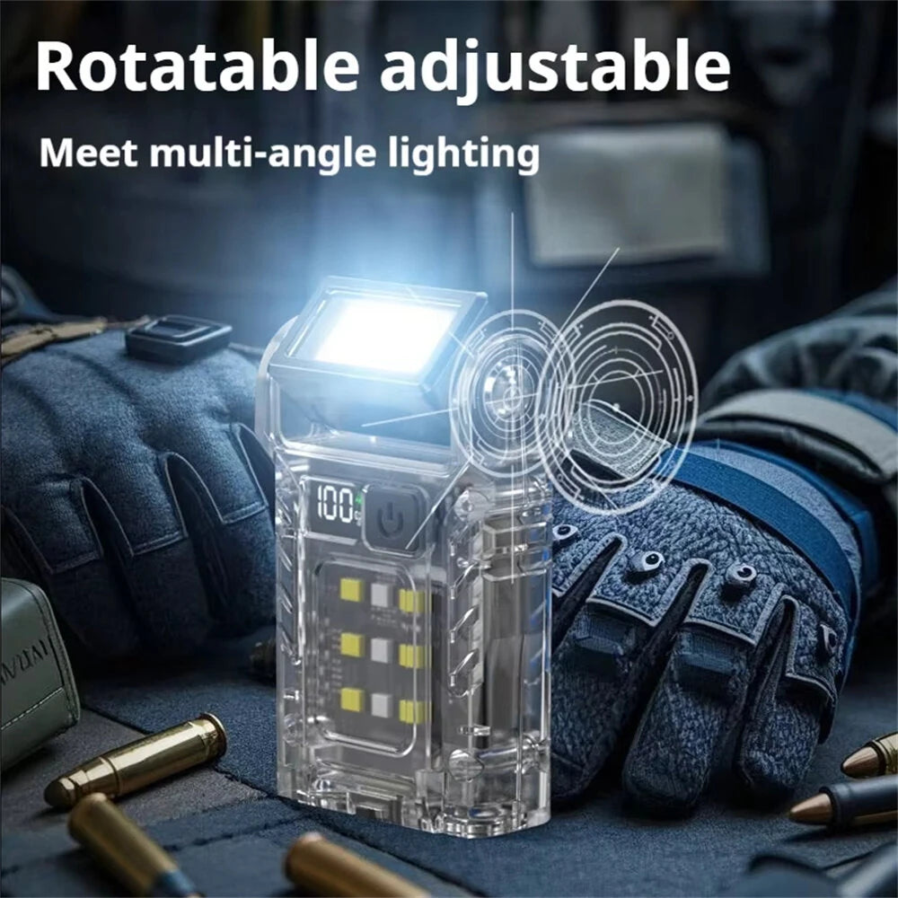 Multifunctional Work Light USB-C Rechargeable Outdoor Tourch Portable COB+LED Powerful Flashlight for Camping Fishing Walking