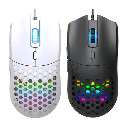 HXSJ S500 Wired Gaming Mouse Hollow Design 6400DPI RGB Backlight 6-Keys Ergonomics PC Office Computer Gamer Mice