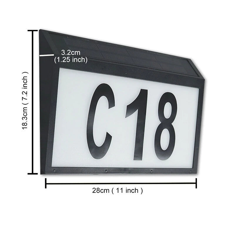 Solar Door Number Light Outdoor Wall-Mounted Ground Plug Road Sign Sensor Light LED House Number Address Indicator