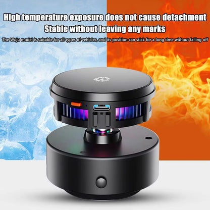 Wireless Charger Vacuum Magnetic, Active Cooling 15W Car Mount Charger with RGB Light Phone Holder Compatible with Magsafe