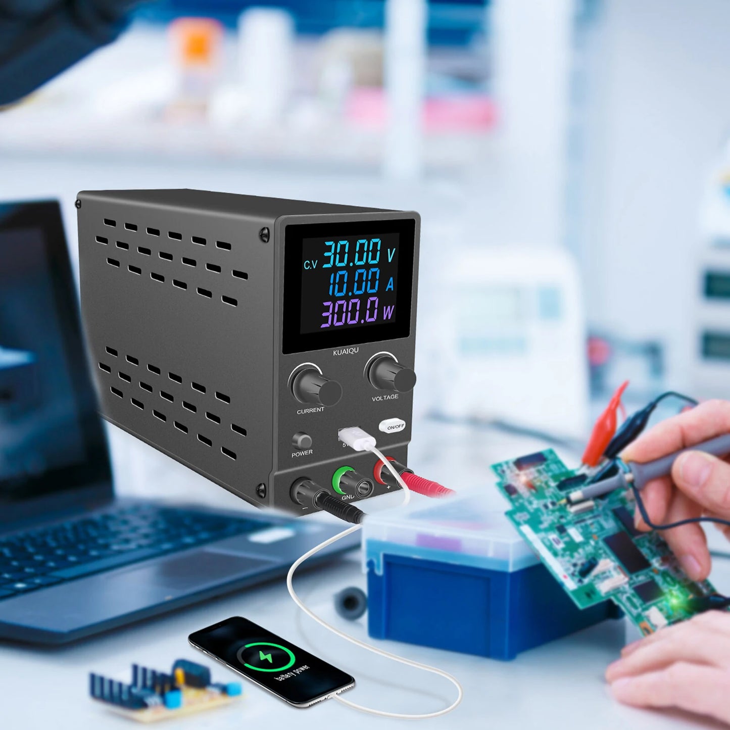 Nice-Power SPPS-B-D 3010 Adjustable Voltage Power Supply High Precision Portable Stable Operation 0-120V 0-10A with Efficient Cooling and Safety Fuse Ideal for Workshops and Laboratories