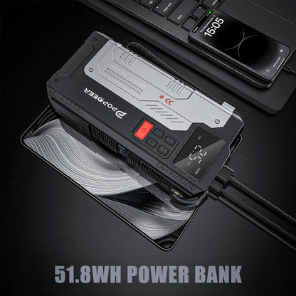 [EU Direct] POPDEER PD-JA1 20000mAh 5000A Professional Portable Car Jump Starter with Air Compressor suitable for gas engines up to 10.0L and 8.0L diesel engines