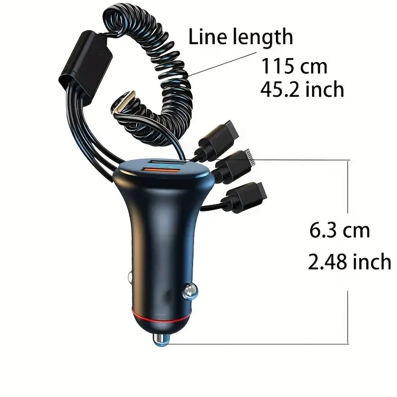 5 In 1 160W Car Fast Charger QC3.0 Fast Charging Voltage Display USB Type C Fast Phone Charger For iPhone Samsung