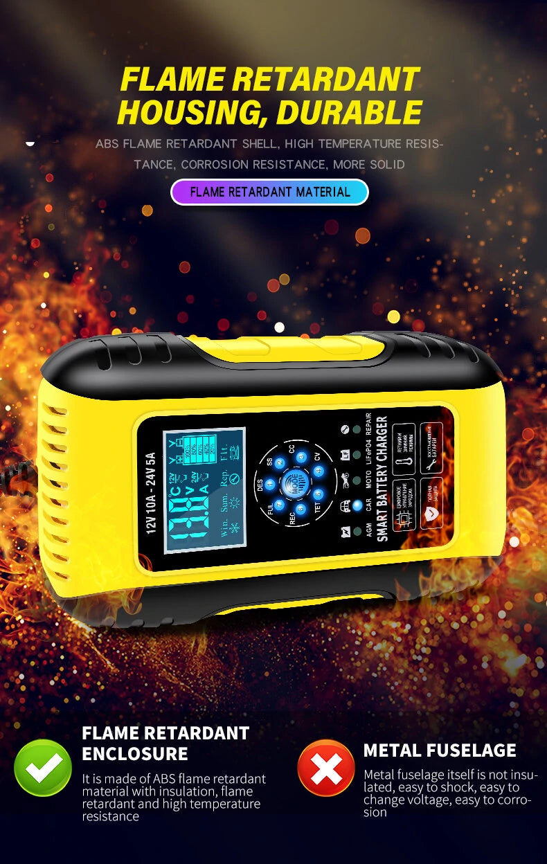 7-Stage Fully Automatic Smart Battery Charger For 12V/24V 6-180AH Start-Stop/Lead-acid Battery