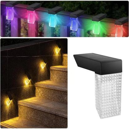 Elfeland 2PCS Solar Lights Outdoor IP65 Waterproof Wall Lights with RGB Color for Courtyard Garden Fence Staircase Step Decoration