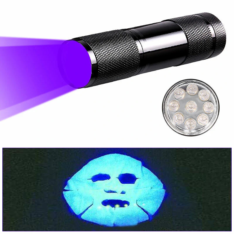 BIKIGHT U01 9x LED Violet Light Multifunction UV LED Flashlight Fluorescence Detection Pen AAA