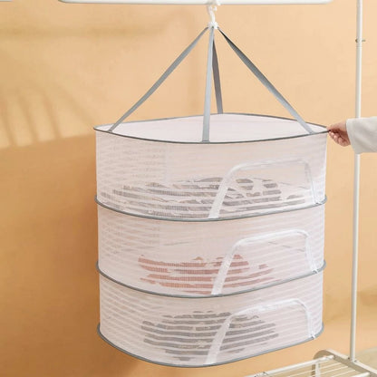 Folding Hanging Drying Rack Mesh Dryer with Zippers For Shrimp Fish Fruit Vegetables Herb