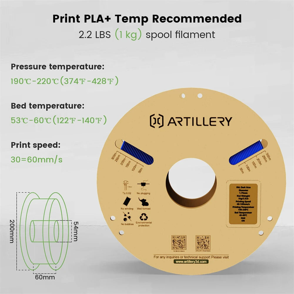 Artillery PLA 3D Printer Filament 1.75mm 5KG Black High Precision Eco-Friendly Zero Bubble Perfect for Models and Mechanical Parts