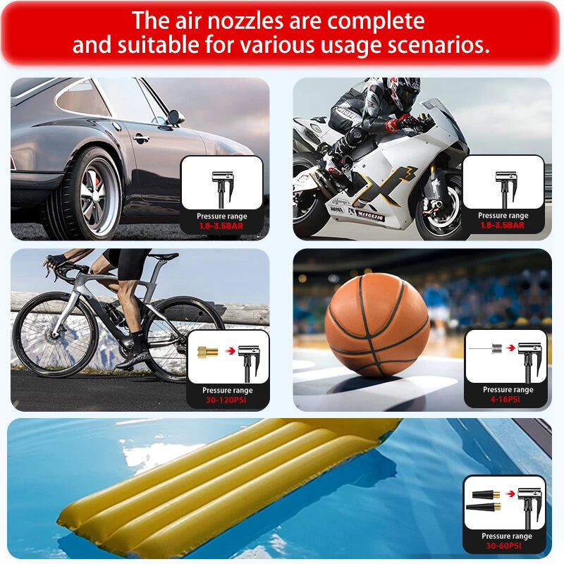 TUERBB T-N1 7000A Peak Car Jump Starter with 88W Air Compressor 150PSI Tire Inflator Type C Port Power Bank for Cars Trucks Motorcycles