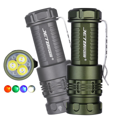 JETBEAM RRT0 PRO LED Rechargeable Small EDC Flashlight Equipped with 3 high-Brightness LEDs+with RGB Light,1680 lumens Maximum Range 200 Meters,IP66 Waterproof,for Outdoors,Work,Emergency