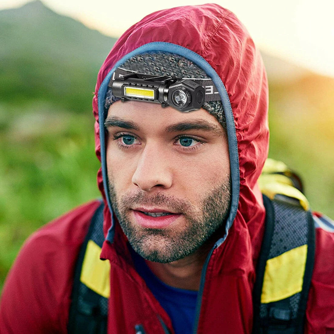 BIKIGHT LED COB Dual Light 2 in 1 Headlamp Flashlight,1800mAh Type-C Rechargeable Magnetic Work Lights 5 Modes Portable Working Flash Light