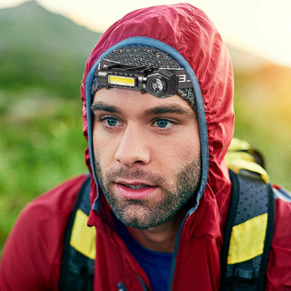 BIKIGHT LED COB Dual Light 2 in 1 Headlamp Flashlight,1800mAh Type-C Rechargeable Magnetic Work Lights 5 Modes Portable Working Flash Light